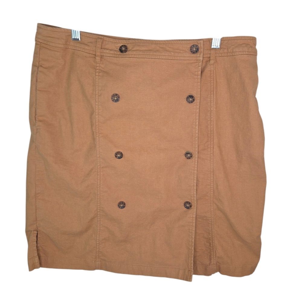 Pendleton Women's Mustard Savanna Sun Linen Blend Button Skirt With Pockets 14